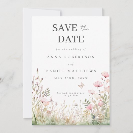 Save The Date Mariage papillon floral (Devant)
