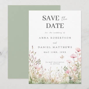 Save The Date Mariage papillon floral