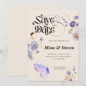 Save The Date Mariage papillons rustique fantaisiste (Devant / Derrière)