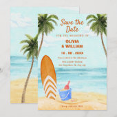 Save The Date Mariage paradis de plage à l'aquarelle (Devant / Derrière)
