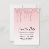 Save The Date Mariage Parties scintillant moderne tendance rose  (Devant)