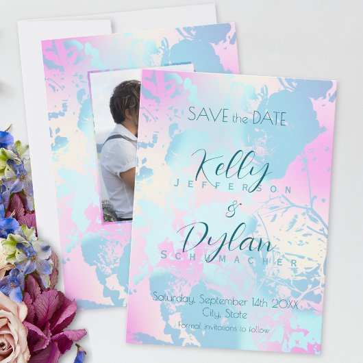 Save The Date Mariage pastel abstrait moderne 