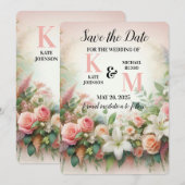 Save The Date Mariage Pastel Floral (Devant / Derrière)