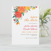 Save The Date Mariage Pastel Orange Yellow Spring Dahlia Fleurs (Debout devant)