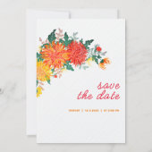 Save The Date Mariage Pastel Orange Yellow Spring Dahlia Fleurs (Dos)