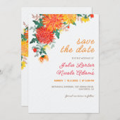 Save The Date Mariage Pastel Orange Yellow Spring Dahlia Fleurs (Devant / Derrière)