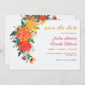 Save The Date Mariage Pastel Orange Yellow Spring Dahlia Fleurs (Devant / Derrière)