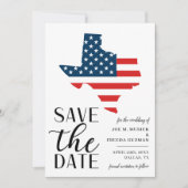 Save The Date Mariage patriote dans l'État du Texas aux États-Un (Devant)