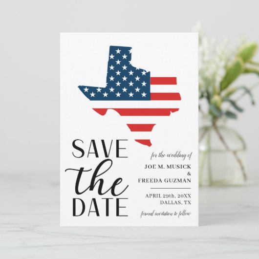 Save The Date Mariage patriotique au Texas, destination de l'Éta (Debout devant)