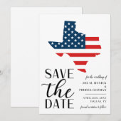 Save The Date Mariage patriotique au Texas, destination de l'Éta (Devant / Derrière)