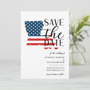 Save The Date Mariage patriotique en Louisiane, destination de l