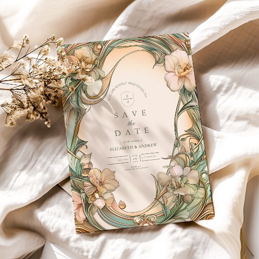 Save The Date Mariage Peach Cream Bloom