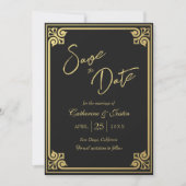 Save The Date Mariage Peacock Noir Art déco moderne (Devant)