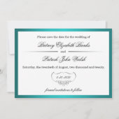 Save The Date Mariage Peacock turquoise Enregistrer la date Cart (Dos)