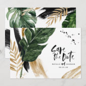 Save The Date Mariage peint abstrait tropical moderne (Devant / Derrière)