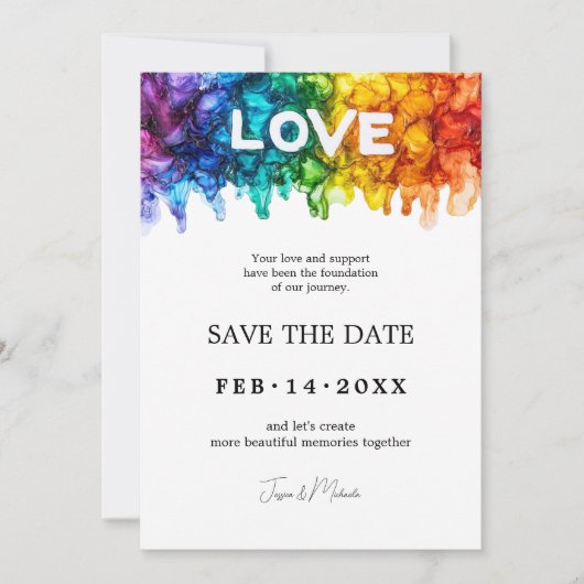 Save The Date 🌈 🐦 Mariage Peint Avec Amour LGBTQ (Devant)