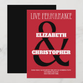 Save The Date Mariage Performance Moderne Noir Rouge Blanc (Devant / Derrière)