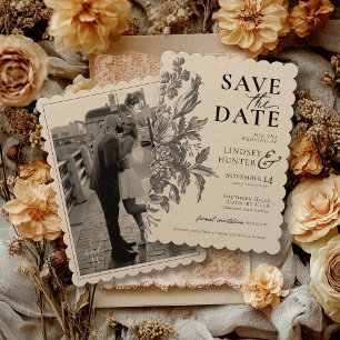 Save The Date Mariage personnalisé avec photo vintage florale ru