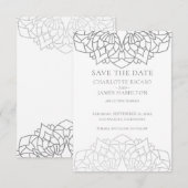Save The Date Mariage personnalisé motif mandala gris argent (Devant / Derrière)