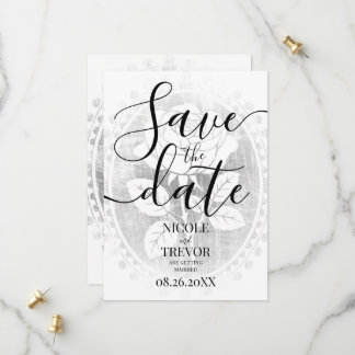 Save The Date Mariage personnalisé sur le thème de la rose camée