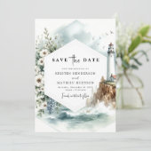 Save The Date Mariage phare Digital Chic Waves (Debout devant)