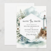 Save The Date Mariage phare Digital Chic Waves (Devant / Derrière)