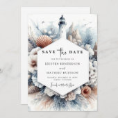 Save The Date Mariage phare simple rustique Elegance (Devant / Derrière)