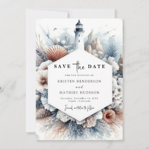 Save The Date Mariage phare simple rustique Elegance