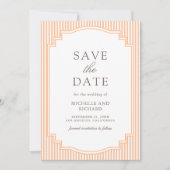 Save The Date Mariage Photo à Rayures Orange Classique (Devant)