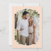 Save The Date Mariage Photo à Rayures Orange Classique (Dos)