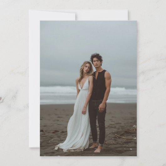 Save The Date Mariage photo Abstrait Unique Navy Blue Ink (Dos)