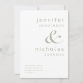 Save The Date Mariage Photo Ampersand Vert Sauge Moderne (Devant)