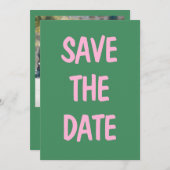 Save The Date Mariage Photo Amusante Écriture Manuscrite Rose Ve (Devant / Derrière)