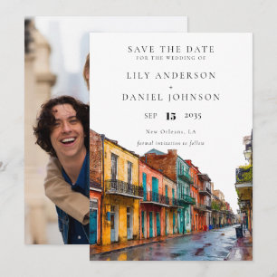Save The Date Mariage photo aquarelle à la Nouvelle-Orléans