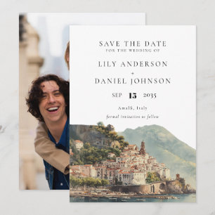 Save The Date Mariage photo aquarelle italien Amalfi