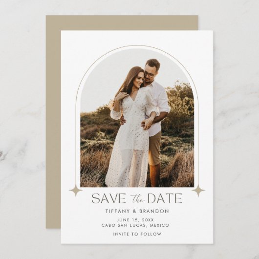 Save The Date Mariage photo Arch moderne (Devant / Derrière)