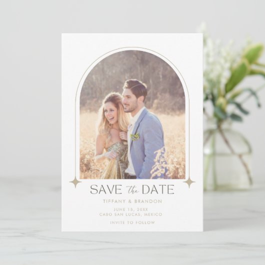 Save The Date Mariage photo Arch simple (Debout devant)