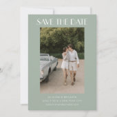 Save The Date Mariage photo Art déco couleur Sage Green (Devant)