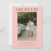 Save The Date Mariage photo Art déco moderne rose et gris (Devant)