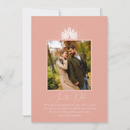 Save The Date Mariage photo Art déco moderne rose pâle rose rose (Dos)