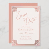 Save The Date Mariage photo Art déco moderne rose pâle rose rose (Devant / Derrière)