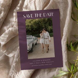 Save The Date Mariage photo Art déco noir Dusty violet