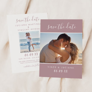 Save The Date Mariage photo avec écriture Mauve moderne