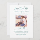 Save The Date Mariage photo avec écriture Modern Mint (Dos)