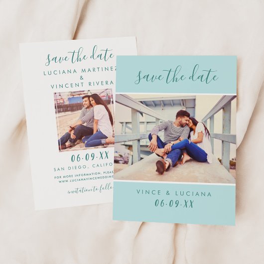 Save The Date Mariage photo avec écriture Modern Mint