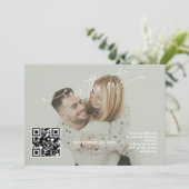Save The Date Mariage photo avec QR Code en calligraphie vert sa (Debout devant)