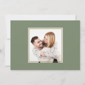 Save The Date Mariage photo avec QR Code en calligraphie vert sa (Dos)