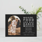 Save The Date Mariage photo Black White Modern Arch (Debout devant)