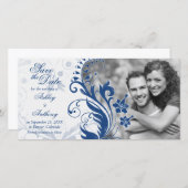 Save The Date Mariage photo bleu blanc bleu marine Date de sauve (Devant / Derrière)