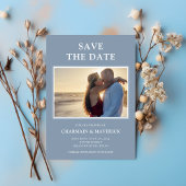 Save The Date Mariage photo bleu Dusty